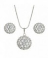 EleQueen Women's Silver-tone Cubic Zirconia Wedding Ball Pendant Necklace Stud Earrings Set Clear - CY11W8PU7QJ