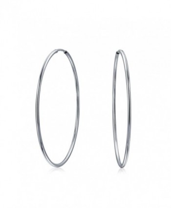 Bling Jewelry Thin Continuous Endless Sterling Silver Hoop Earrings - CB11GSJ7PO3