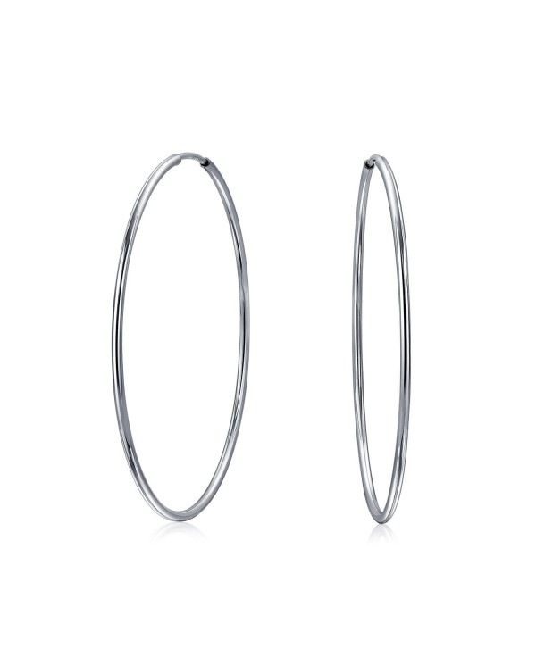 Bling Jewelry Thin Continuous Endless Sterling Silver Hoop Earrings - CB11GSJ7PO3