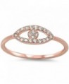 Rose Gold Plated Cubic Zirconia Evil Eye .925 Sterling Silver Ring Sizes 3-11 - C011N5PJ4UB