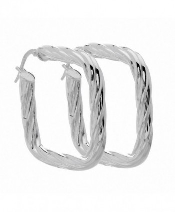 Amoro Italian Sterling Silver Twist Cushion Earrings 33mm x 33mm - CW115DQ9P8L