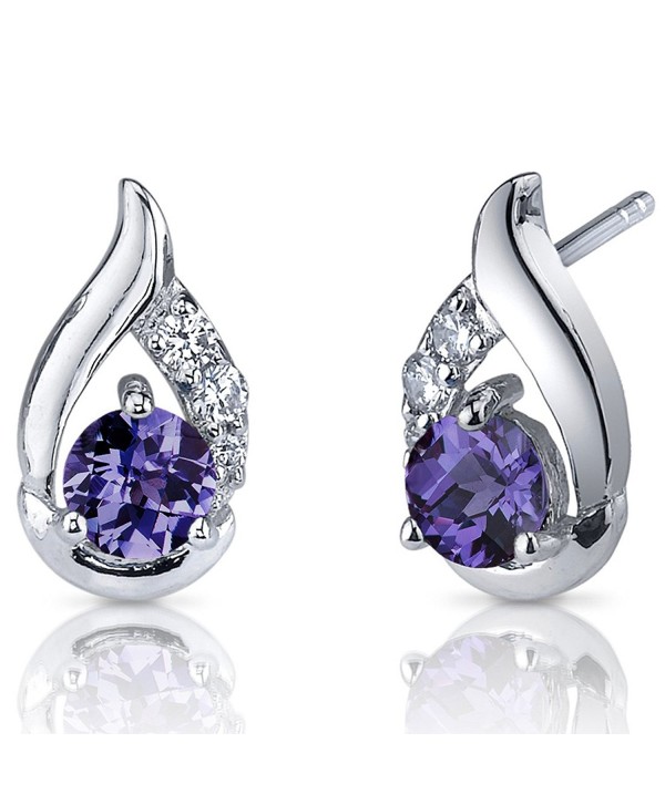 Simulated Alexandrite Earrings Sterling Silver 1.50 Carats Cuff Style - C0116LWIS7F