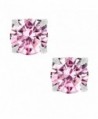 Pink Round Cut CZ Sterling Silver Magnetic Stud Earrings - C41170S28BV