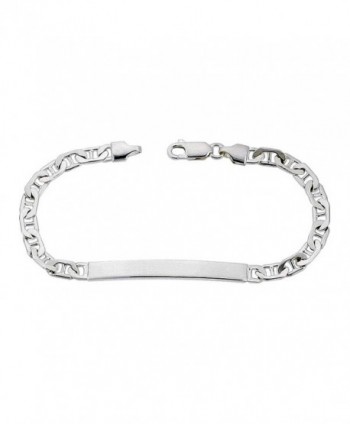 Sterling Silver ID Bracelet Mariner Link Small 3/16 inch Nickel Free Italy- sizes 7 -9 inch - C21126NU0O7