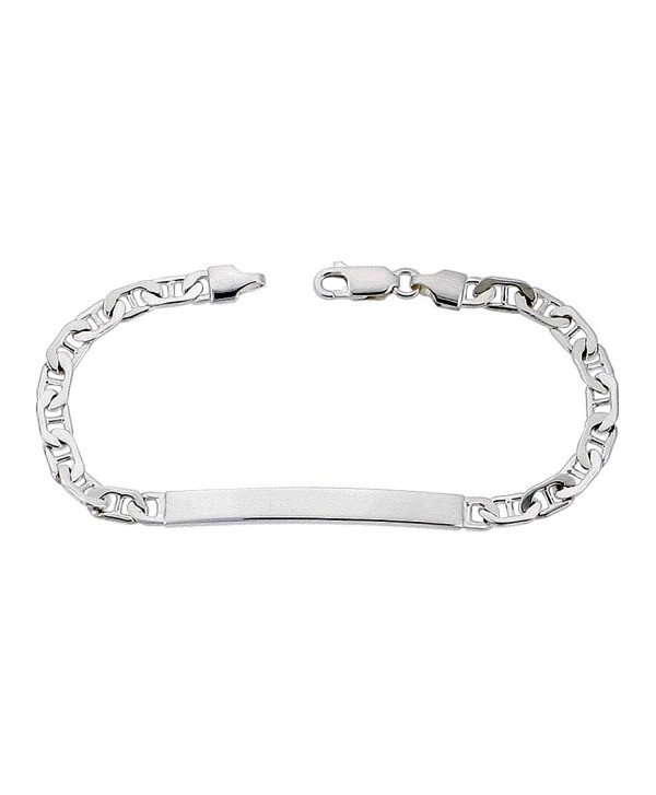 Sterling Silver ID Bracelet Mariner Link Small 3/16 inch Nickel Free Italy- sizes 7 -9 inch - C21126NU0O7