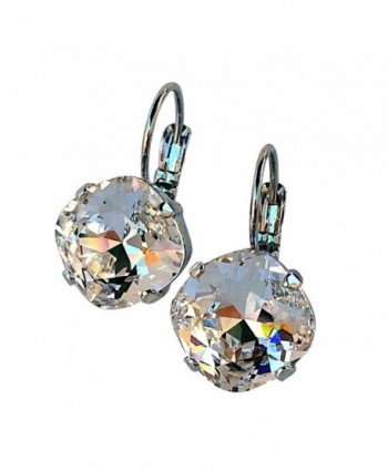 HisJewelsCreations Cushion Cut Large Square Stone Silver-tone Earrings - Clear - CN122BFMOEN