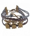 Souarts Brown Handmade Braided Multilayer Retro Turtles Fishbone Artificial Leather Wristband Bracelet - CL1234RUKLV