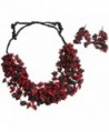 Fair Trade Black & Red Short Melon Seed Necklace & Earring Set- Colombia - CQ11FU05NJF
