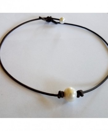 Seasidepearls30A Genuine Leather Necklace Choker