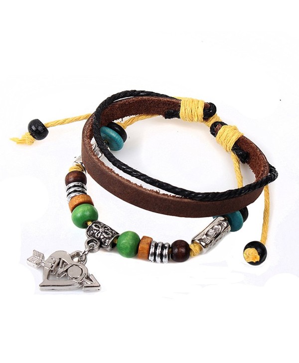 Real Spark Womens Grils Love Gift the Arrow of Love Pendant Leather Beads 3 Layer Charm Wrap Bracelet - C61280DFYQ5