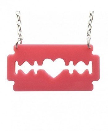 Razorblade Necklace in Bubblegum Pink Laser Cut Acrylic- Razor Blade - CY11DPYDR4B