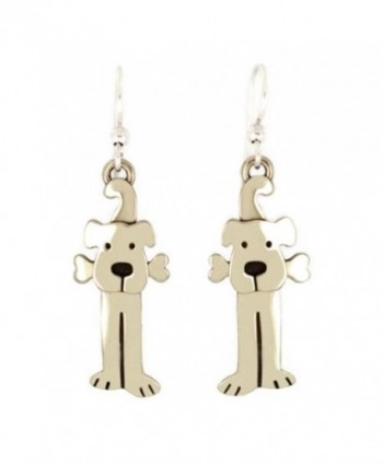 Lulu Dog Earrings with Bone Silver Puppy Wire Far Fetched Mima & Oly - C611HK3RXCF