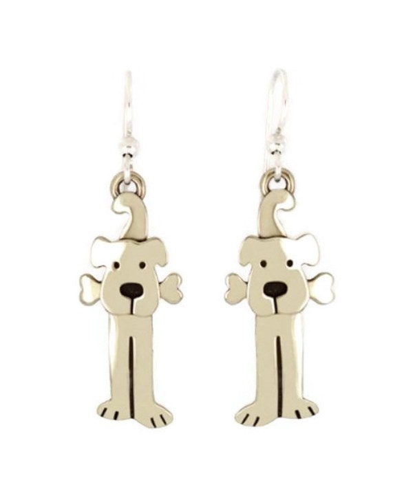 Lulu Dog Earrings with Bone Silver Puppy Wire Far Fetched Mima & Oly - C611HK3RXCF