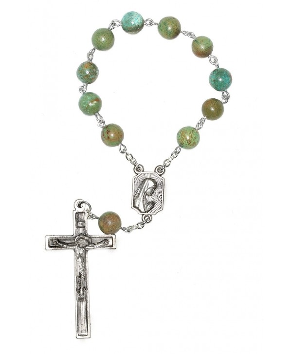 One Decade Pocket Rosary made with African Turquoise Jasper Gemstones - CA11CB51CNN