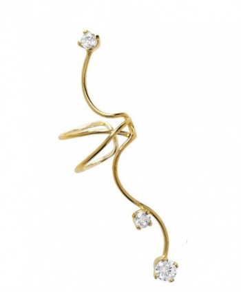 Ear Charm's Non-Pierced Triple CZ Full Ear Spray Ear Cuff Gold on Silver Right Earring Cuff - C012O6KMHHI