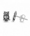 Sterling Silver Owl Visionary Stud Earrings - C211D9XXMCZ