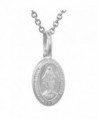 Very Tiny Sterling Silver Miraculous Medal Necklace Oval Virgin Mary Italy 1/2 inch 0.8mm Chain - CY111DOUTN7