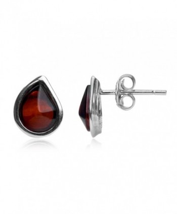Cherry Amber Sterling Silver Tearop Stud Earrings - CP11UTA73JX