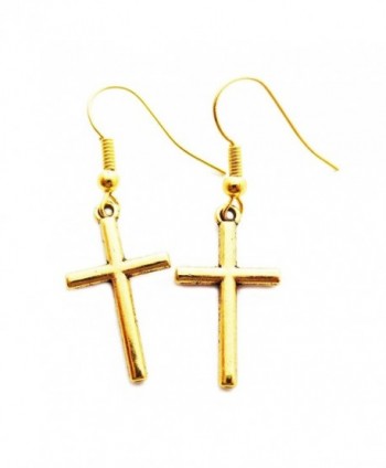 Petite Gold Crosses - dangle earrings - CT17XHUC4DY