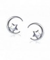 FarryDream Genuine 925 Sterling Silver Star Moon Studs Earrings for Women Teen Girls Valentine's Day Gifts - CV189OXT9GD