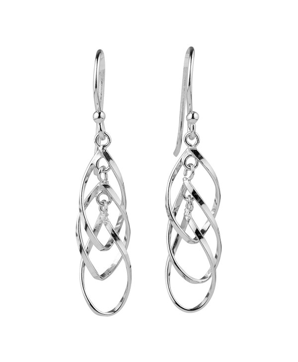 Sterling Silver Triple Twist Leaf Drop Dangle Earrings - CK12KJNZHFH