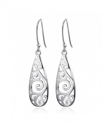 Merdia 925 Sterling Silver Filigree Drop Dangle Earrings Vintage Ladies Earring for Women - C712IOTNIGD