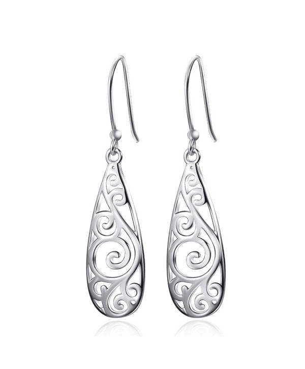 Merdia 925 Sterling Silver Filigree Drop Dangle Earrings Vintage Ladies Earring for Women - C712IOTNIGD