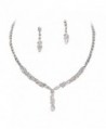 Beautiful Y Drop Evening Party Clear Bridal Bridesmaid Necklace Earring Rhinestone Bling Silver Tone Q5 - C311MC86C89