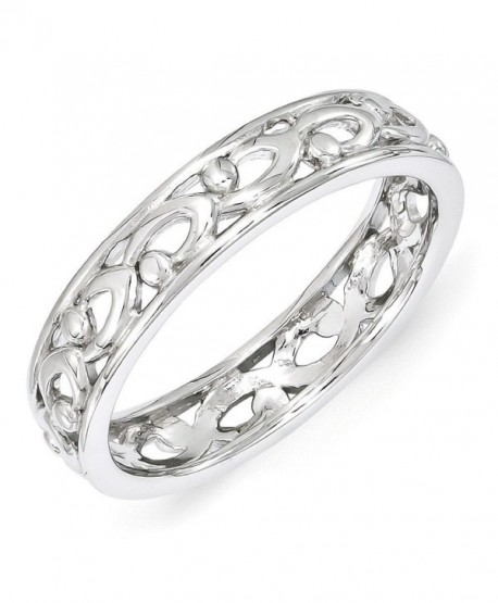 4.25mm Rhodium Plated Sterling Silver Stackable Carved Band - CB12K7JG2I9