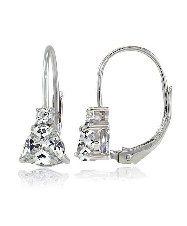 Sterling Silver Cubic Zirconia Trillion-Cut Leverback Drop Earrings - C017Y052Q3L