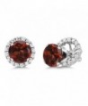 3.44 Ct Round Red Garnet 925 Sterling Silver Stud Earrings with Jackets - CR11MDF2H6H
