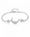 EVER FAITH 925 Sterling Silver CZ Bling Moon and Stars Bracelet Double Chain Clear - C2120S8SHH3