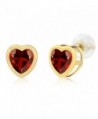 1.80 Ct Heart Shape Red Garnet 10k Yellow Gold bezel Stud Earrings 6mm - C4117M0BS09