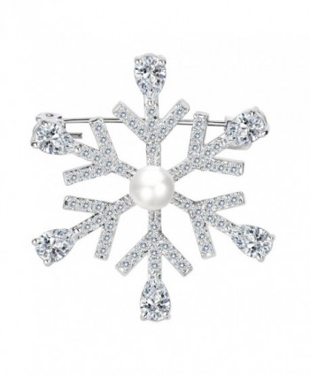 EleQueen Women's Winter Snowflake Clear Brooch Pin - C0187I4TE3S