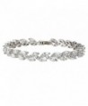 EVER FAITH Silver-Tone Zircon Wedding 2 Layers Small Leaf Roman Tennis Bracelet Clear - C211S36TYFH