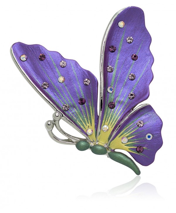 Akianna Hand Painted Swarovski Element Butterfly Brooch Pin - Purple - C4129F3Y3LL