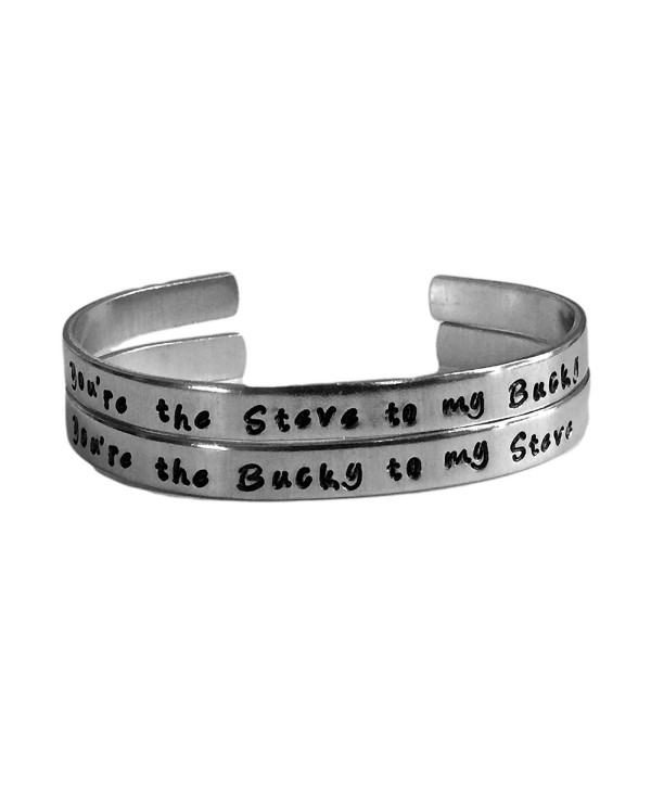 Captain America Inspired - Steve to My Bucky & Bucky to My Steve Set of 2 Hand Stamped Bracelets - CO11WB6LSCH