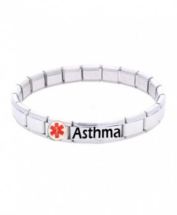 JSC Jewellery Asthma Medical Id Alert Bracelet Stainless Steel One Size Fits All Totally Adjustable - C71168ZG7TV