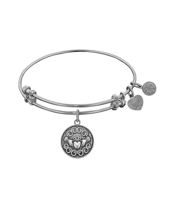 Angelica Collection Antique Smooth Finish Brass "claddagh" Expandable Bangle - White - CA11JRW0TB9