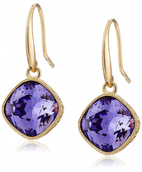 Signature 1928 "1928 Signature Collection" Gold-Tone Faceted Swarovski Crystal Drop Earrings - Tanzanite - C211CJIKPLR