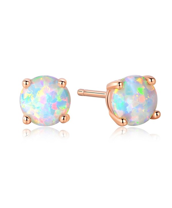 GEMSME Created Opal 8mm Round Stud Earrings - Rose - CD187Q6L5MA