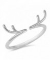 Open Deer Antlers Horns Animal Ring Sterling Silver Adjustable Band Sizes 4-10 - CB18390QD0D