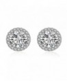 Mealove 18K White Gold Plated Round Cubic Zirconia Halo Stud Earrings - C412KA4UZWJ