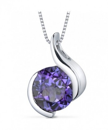 Simulated Alexandrite Bezel Pendant Necklace Sterling Silver Rhodium Nickel Finish 2.50 Carats - CP116FI9CXJ