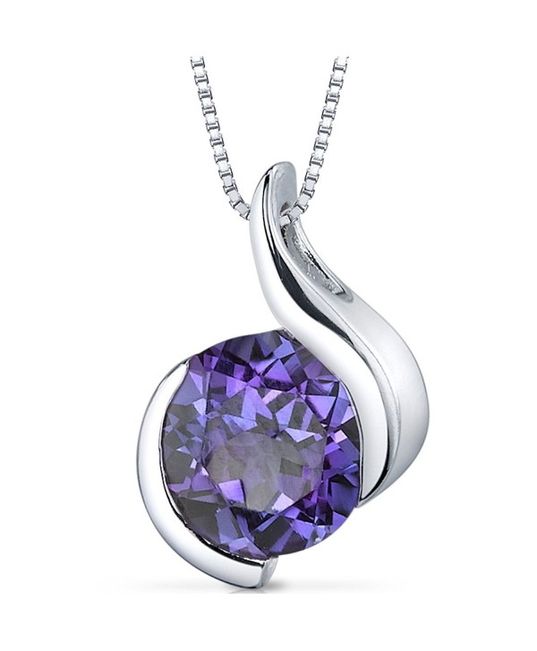 Simulated Alexandrite Bezel Pendant Necklace Sterling Silver Rhodium Nickel Finish 2.50 Carats - CP116FI9CXJ