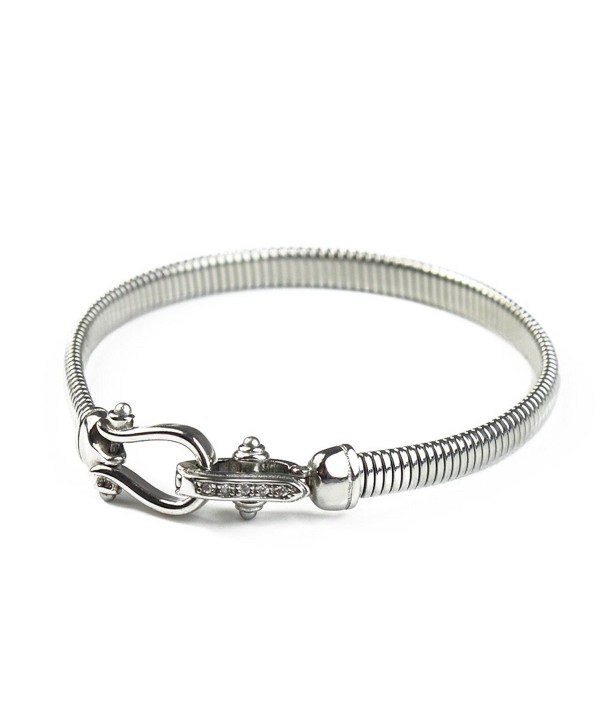 Stainless Steel Bracelet-BAYUEBA Square Snake Chain Bangle - Platinum Plated - C21847N23E9