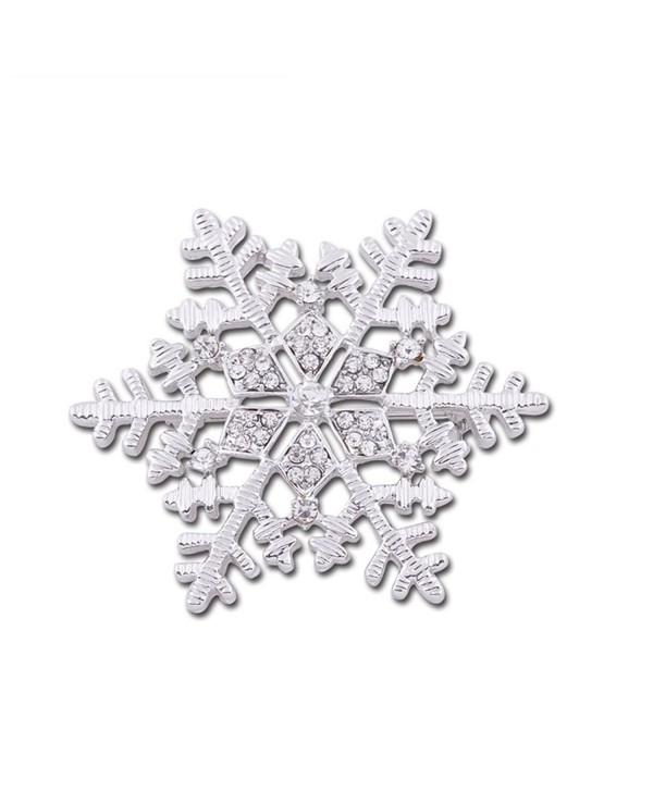 CHUYUN Crystal Snowflake Winter Brooch Pins for Christmas Gift - Silver - CG186OC480A