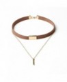 Tidoo Jewelry Girls Women Chokers + Gold Chain Necklace Collar Couble Jewelry - Brown - CP17YR4Q9EI