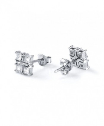 Sterling Silver Simple Zirconia Earrings