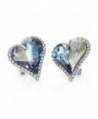 Neoglory Platinum Plated Made with Swarovski Elements Crystal Blue Heart Stud Earrings Clip On - CZ11NN43E7D